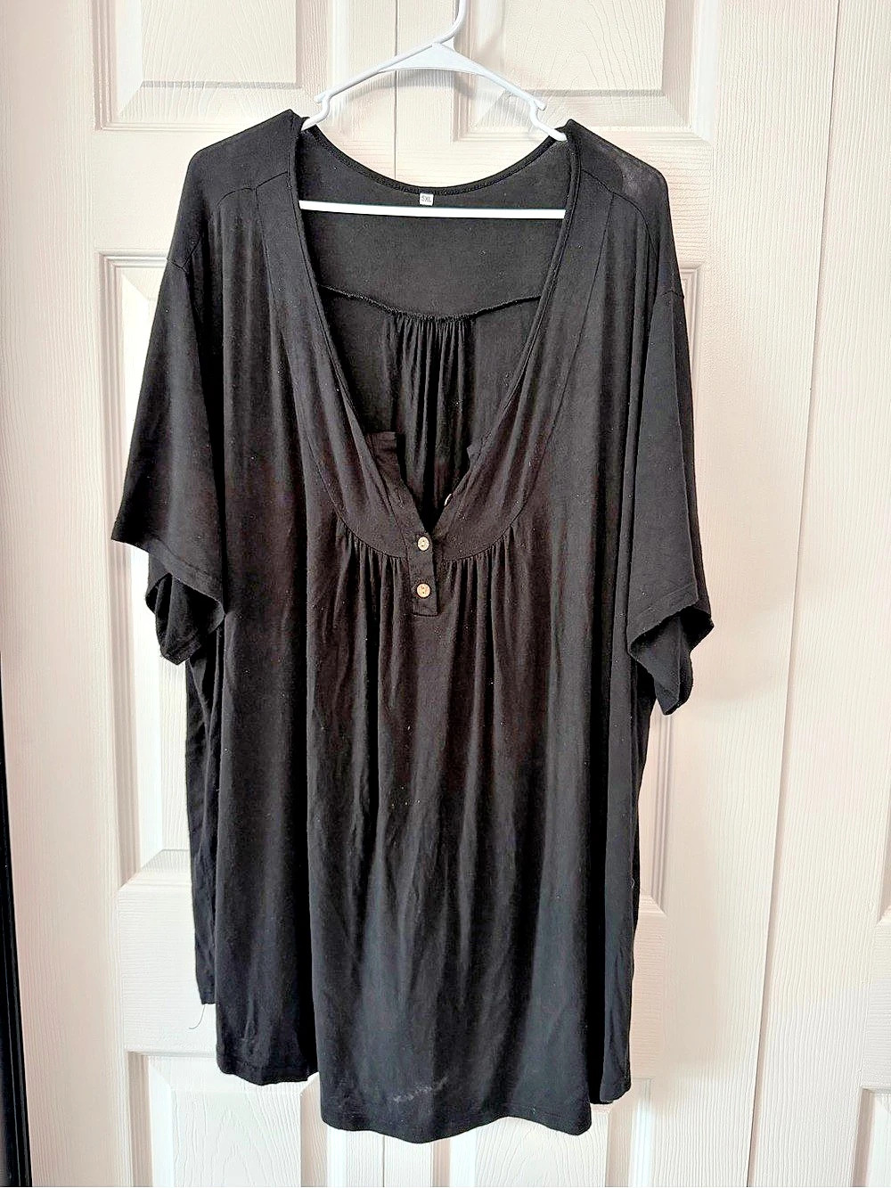 Black Blouse with 3-button Front Closure